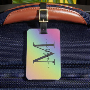 Pastell Rainbow Monogramm Name Gepäckanhänger