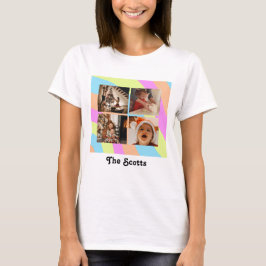 Pastell Rainbow Personalisierbare Texte und 4 Foto T-Shirt