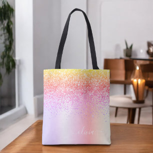 Pastell Rainbow Pink Gold Lila Glitzer Monogramm