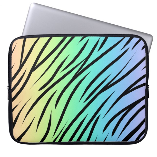 Pastell Rainbow Tiger Print Laptop Sleeve (Vorderseite)