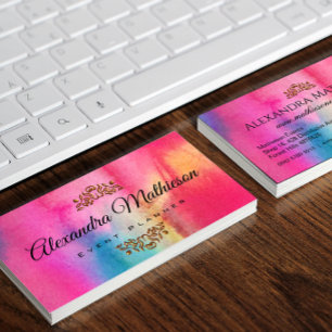 Pastell Rainbow Watercolor Business Card Visitenkarte