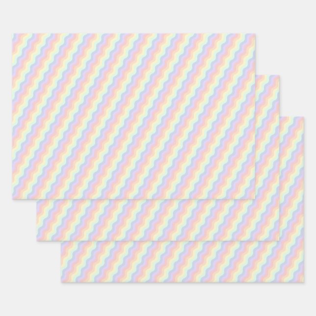 Pastell Rainbow Waves Wrapping Paper Set Geschenkpapier Set (Set)