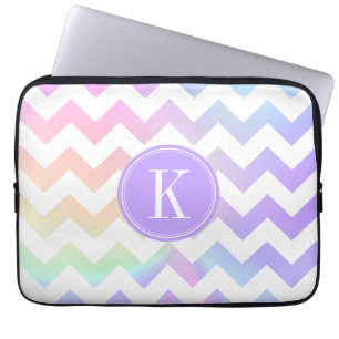 Pastell Rainbow Zickzack Monogramm Laptopschutzhülle