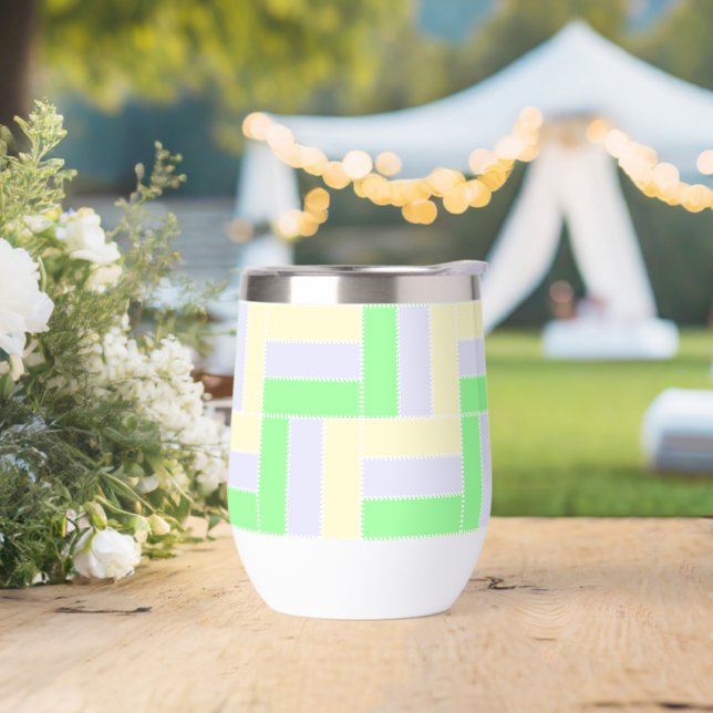 Pastell Rectangle Muster Weiße gestrichelte Linien (Hochzeit)