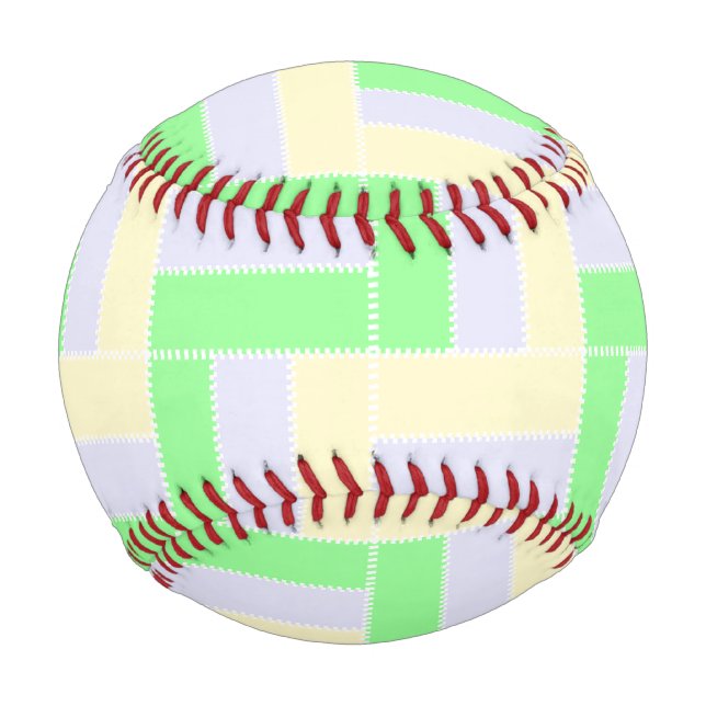 Pastell Rectangle Muster Weiße gestrichelte Linien Baseball (Vorderseite)