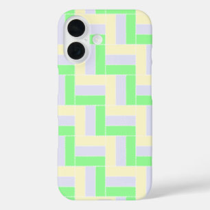 Pastell Rectangle Muster Weiße gestrichelte Linien iPhone 16 Hülle