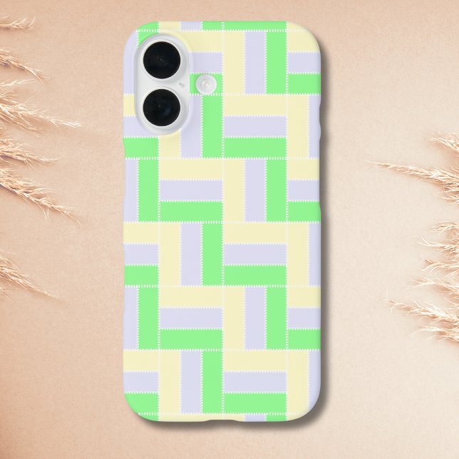 Pastell Rectangle Muster Weiße gestrichelte Linien Case-Mate iPhone Hülle (Von Creator hochgeladen)