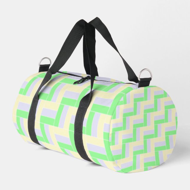 Pastell Rectangle Muster Weiße gestrichelte Linien Duffle Bag (Linke Seite)
