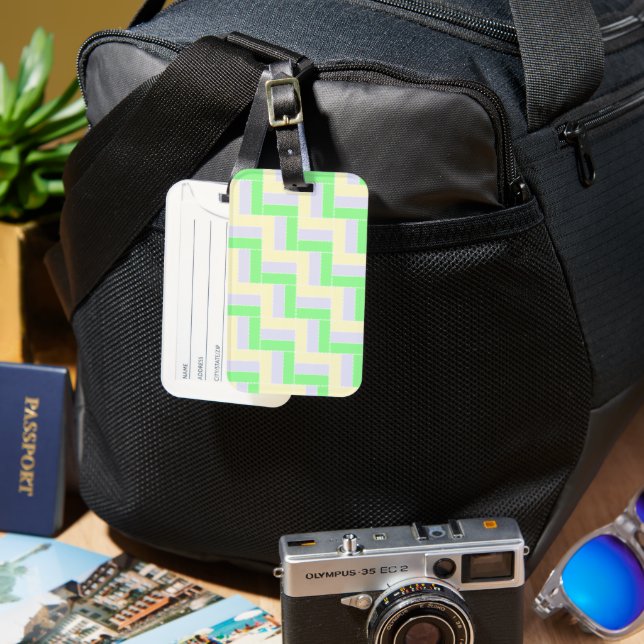 Pastell Rectangle Muster Weiße gestrichelte Linien Gepäckanhänger (Vorderseite & Rückseite)