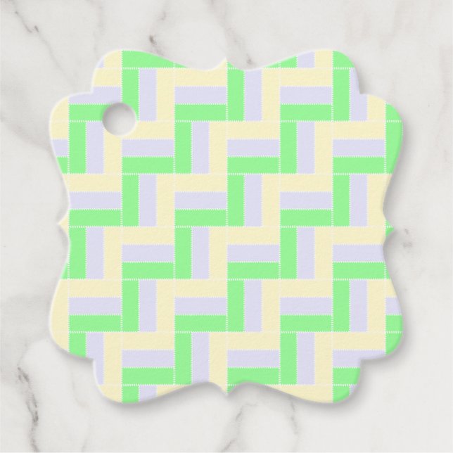 Pastell Rectangle Muster Weiße gestrichelte Linien Geschenkanhänger (Vorderseite)