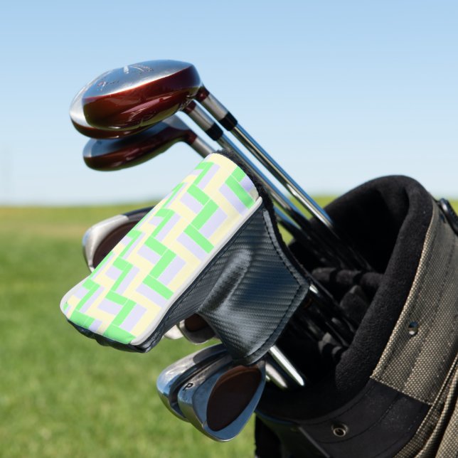 Pastell Rectangle Muster Weiße gestrichelte Linien Golf Headcover (In Situ)