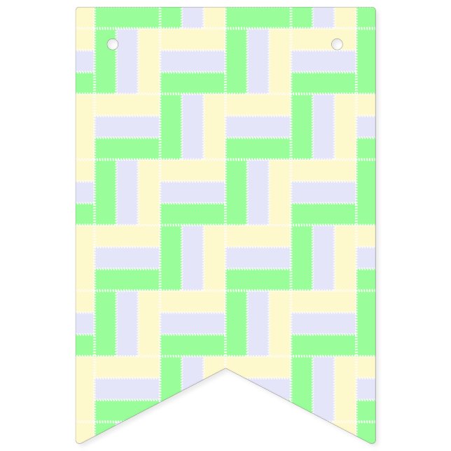 Pastell Rectangle Muster Weiße gestrichelte Linien Wimpelkette (Erste Fahne)