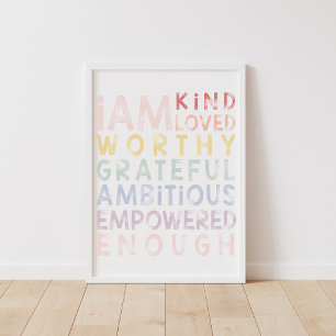 Pastell-Regenbogen-Affirmationen Für Kinder Poster
