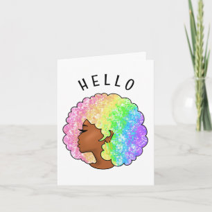 Pastell-Regenbogen-Afro-Porträt Groovy Retro Locke Karte