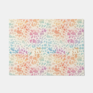 Pastell-Regenbogen-Aquarell-Leoparden-Druck Fußmatte