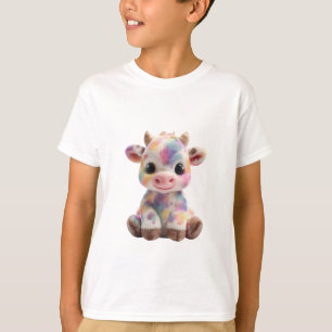 Pastell-Regenbogen-Aquarell-Schecken-Kuh-Kinder T-Shirt