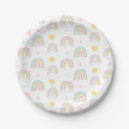 Pastell Regenbogen Babydusche Papierplatte Pappteller