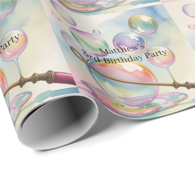 Pastell-Regenbogen-Blasen-Geburtstagsfeier  Geschenkpapier (Rolleneckpunkt)