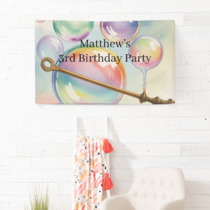 Pastell-Regenbogen-Blasen-Geburtstagsfeier Willkom Banner