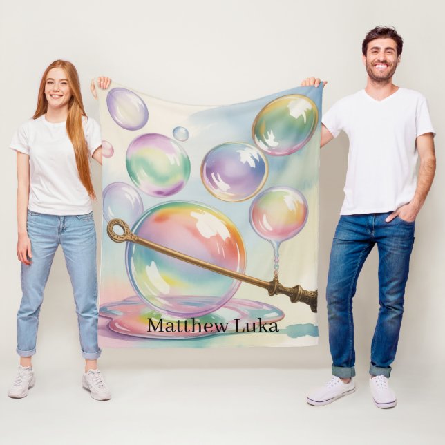 Pastell-Regenbogen-Blasen-Geburtstagsgeschenk Fleecedecke (Beispiel)