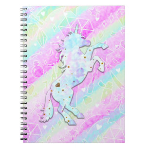 Pastell Regenbogen Diamanten und Sterne Magisches Notizblock