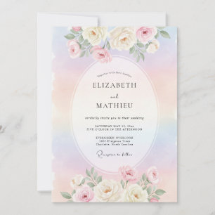 Pastell-Regenbogen-Ethere Hochzeit Einladung
