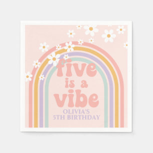 Pastell-Regenbogen Five is a Vibe 5. Geburtstag Serviette