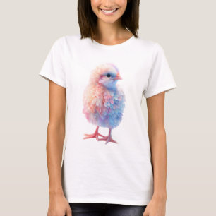 Pastell-Regenbogen-Fluffiges-Küken-Frauen T-Shirt