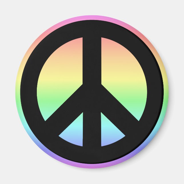 Pastell-Regenbogen-Friedenszeichen Magnet (Vorne)