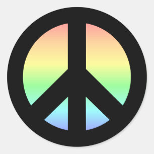 Pastell-Regenbogen-Friedenszeichen Runder Aufkleber