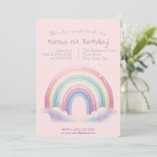 Pastell-Regenbogen-Geburtstagseinladung - Party-Ei Einladung