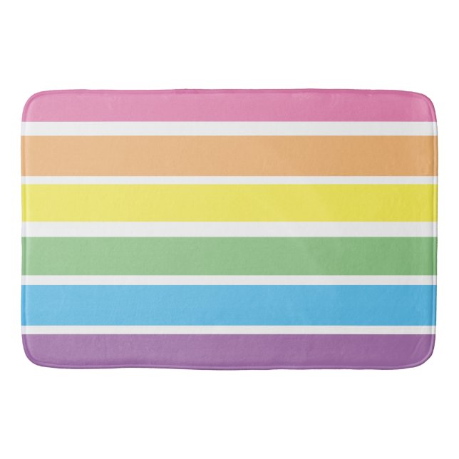 Pastell-Regenbogen-Gestreifter Badezimmerteppich Badematte (Vorderseite)