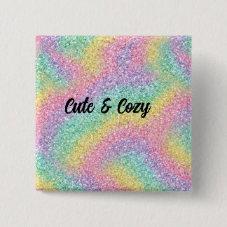Pastell-Regenbogen-Glitter-Funkel-Button Button