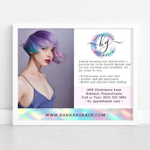 Pastell Regenbogen Haare Nägel Business Marketing  Poster