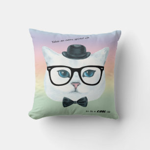Pastell Regenbogen Hipster Katze Akzentkissen Kissen