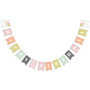 Pastell-Regenbogen-Kinder-Geburtstag Wimpelkette