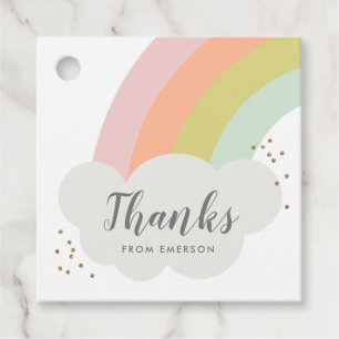 Pastell-Regenbogen-Kindergeburtstags-Dankeschön Geschenkanhänger