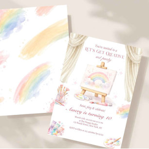 Pastell Regenbogen Kreative Kunst Party Geburtstag Einladung