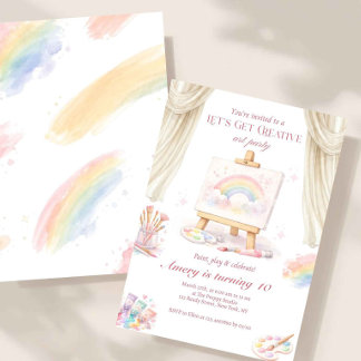 Pastell Regenbogen Kreative Kunst Party Geburtstag Einladung