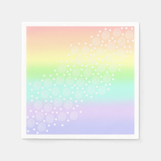 Pastell-Regenbogen-Kreise in Kreisen Serviette (Vorderseite)