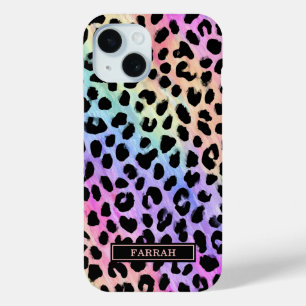 Pastell-Regenbogen-Leoparden-Druck monogrammiert Case-Mate iPhone Hülle