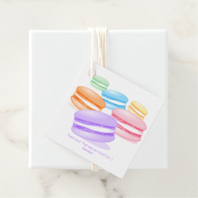 Pastell Regenbogen Macarons Party danke Geschenkanhänger (Beispiel)