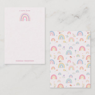 Pastell Regenbogen Mädchen Wilde Blumen & Herzen Mitteilungskarte