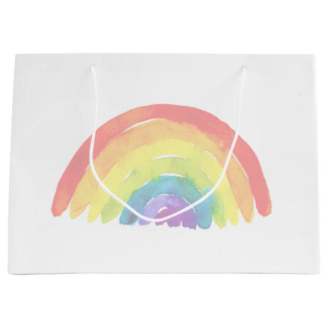 Pastell Regenbogen moderne Aquarellfarbe Große Geschenktüte (Vorderseite)