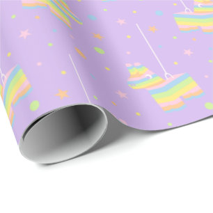 Pastell Regenbogen Pinata Geburtstagsmuster Geschenkpapier