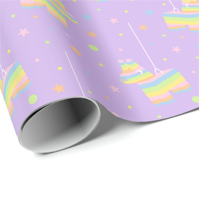 Pastell Regenbogen Pinata Geburtstagsmuster Geschenkpapier (Rolleneckpunkt)