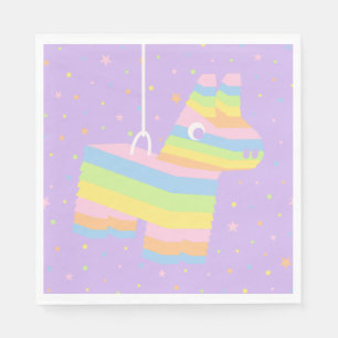 Pastell-Regenbogen-Piñata-Geburtstagsservietten Serviette