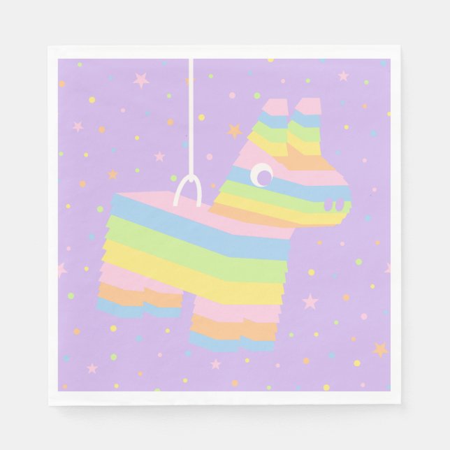Pastell-Regenbogen-Piñata-Geburtstagsservietten Serviette (Vorderseite)