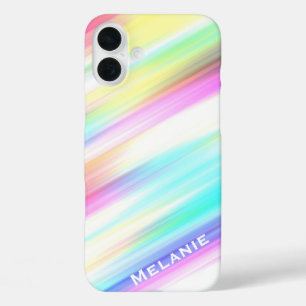 Pastell-Regenbogen-Pinselstriche Personalisiert iPhone 16 Plus Hülle
