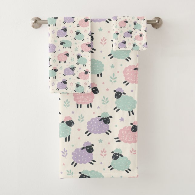 Pastell-Regenbogen-Schaf-Muster Badhandtuch Set (Insitu)